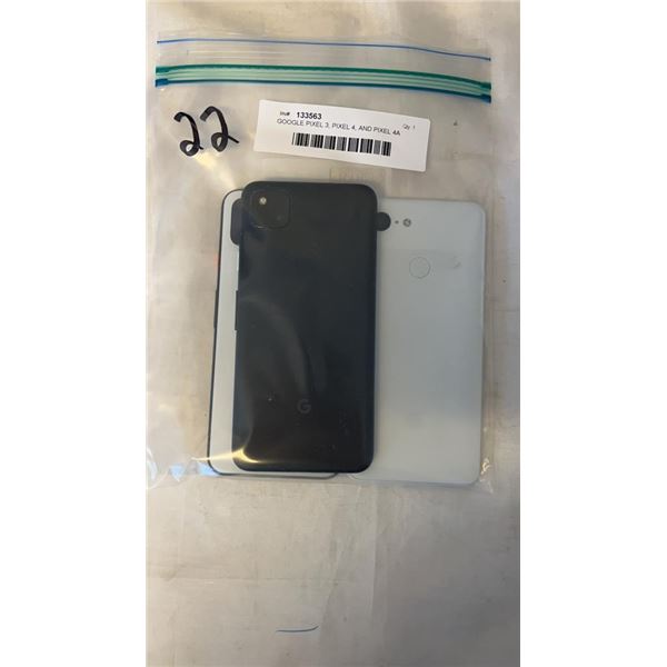 GOOGLE PIXEL 3, PIXEL 4, AND PIXEL 4A SMARTPHONES - PARTS ONLY, NOT GUARANTEED TO WORK