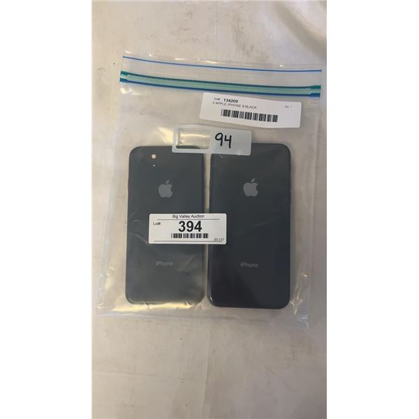 3 APPLE IPHONE 8 BLACK - PARTS ONLY, NOT GUARANTEED TO WORK