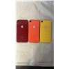Image 2 : 3 APPLE IPHONE XR, PRODUCT RED, YELLOW, PEACH - PARTS ONLY, NOT GUARANTEED TO WORK