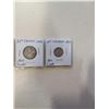 Image 2 : 3 CANADIAN SILVER COINS 1955, 1957, (10 CENT) 1955 (25 CENT) .800 SILVER
