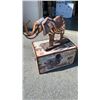 Image 1 : SOUTH AFRICAN INSPIRED STORAGE TRUNK WITH 2 TRAYS AND CONTENTS INCLUDES METAL ART ELEPHANT