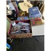 Image 1 : BOX OF SEWING SUPPLIES WITH AS NEW BLANKETS AND SHEETS