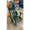 Image 1 : TE SPORTS GREEN AND BLACK GAMING CHAIR WITH LUMBER PILLOW AND HEADREST PILLOW ADJUSTABLE EVERYTHING
