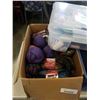 Image 2 : 2 BOXES OF YARN AND CONTAINER OF SEWING ACCESSORIES