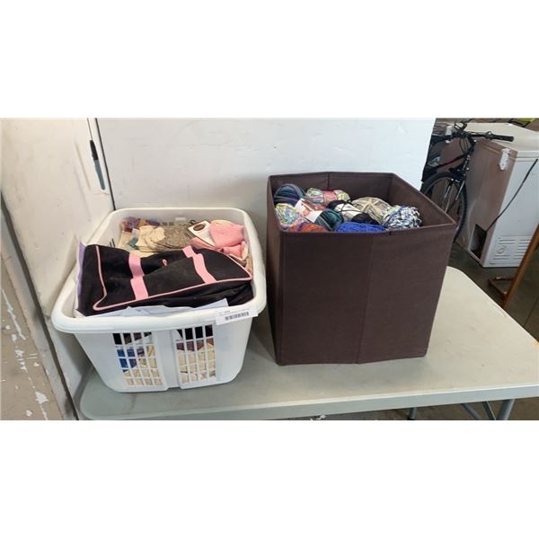 FARIC BOX AND BASKET OF FABRIC AND YARN