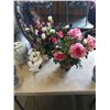 Image 11 : 2 ARTIFICIAL PLANTS WITH METAL TEAPOT AND EASTERN PORCELAIN
