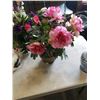 Image 13 : 2 ARTIFICIAL PLANTS WITH METAL TEAPOT AND EASTERN PORCELAIN