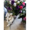 Image 15 : 2 ARTIFICIAL PLANTS WITH METAL TEAPOT AND EASTERN PORCELAIN