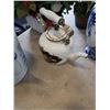 Image 9 : 2 ARTIFICIAL PLANTS WITH METAL TEAPOT AND EASTERN PORCELAIN