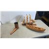 Image 1 : WOODEN MODEL SHIP AND WOODEN BOAT