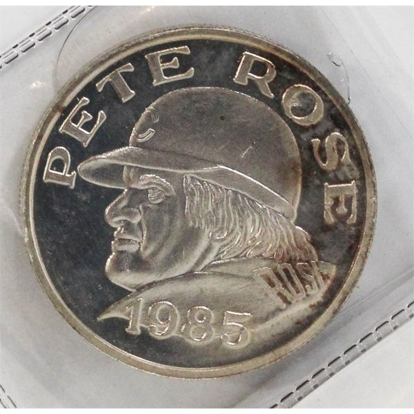 1985 PETE ROSE 1 OZ .999 SILVER ROUND MEDALLION