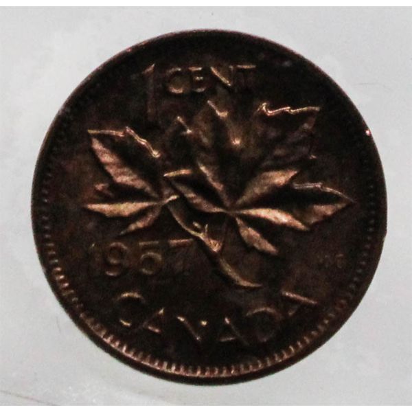 1957 CANADA 1 CENT COIN ICCS MS-64