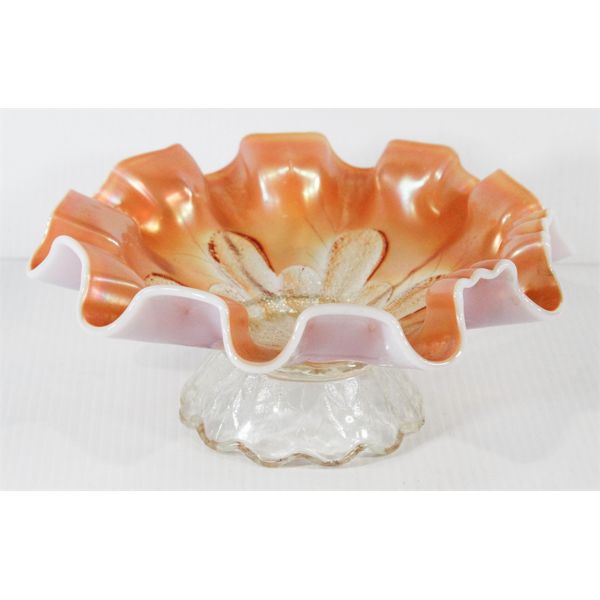 CARNIVAL GLASS FLUTED CANDY DISH