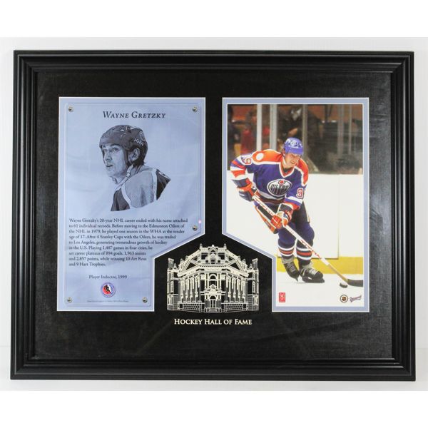 WAYNE GRETZKY EDMONTON OILERS HOCKEY HALL OF FAME DISPLAY