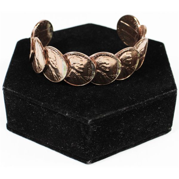 BRACELET MADE W/ 1963 US PENNIES W/ COA