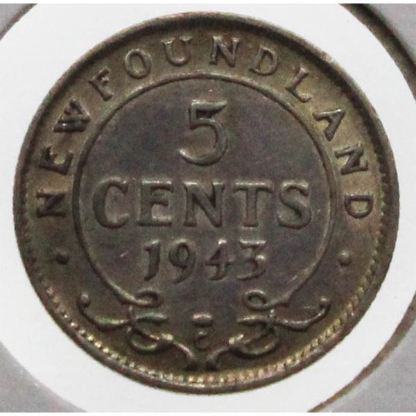 NEWFOUNDLAND 1943 SILVER 5 CENT COIN