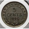 Image 1 : NEWFOUNDLAND 1940 SILVER 5 CENT COIN