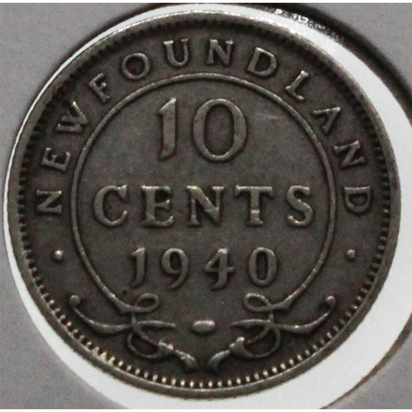 NEWFOUNDLAND 1940 SILVER 10 CENT COIN