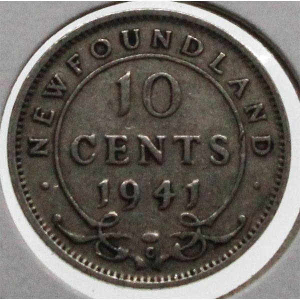 NEWFOUNDLAND 1941 SILVER 10 CENT COIN