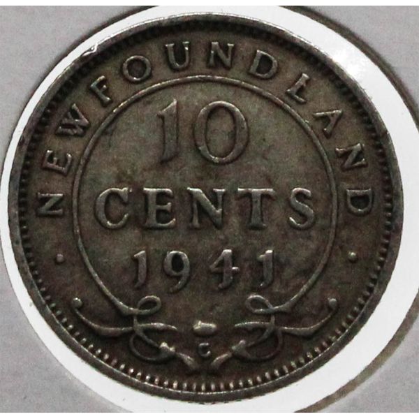 NEWFOUNDLAND 1941 SILVER 10 CENT COIN