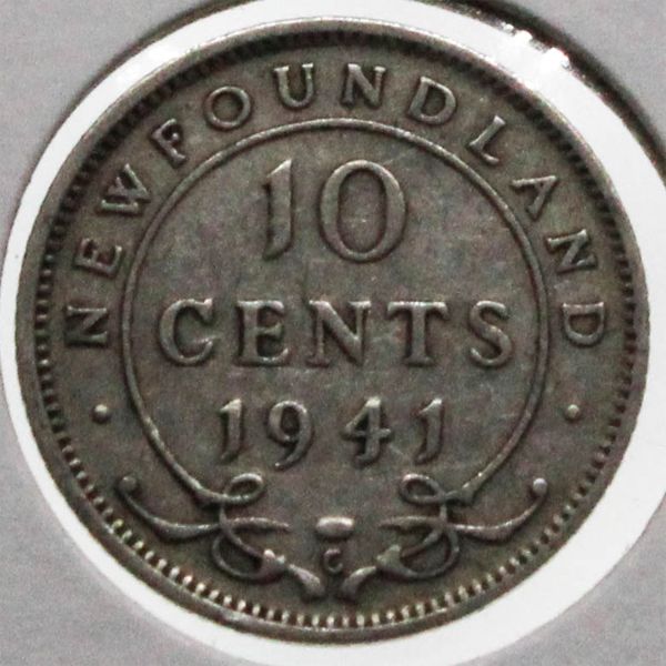 NEWFOUNDLAND 1941 SILVER 10 CENT COIN