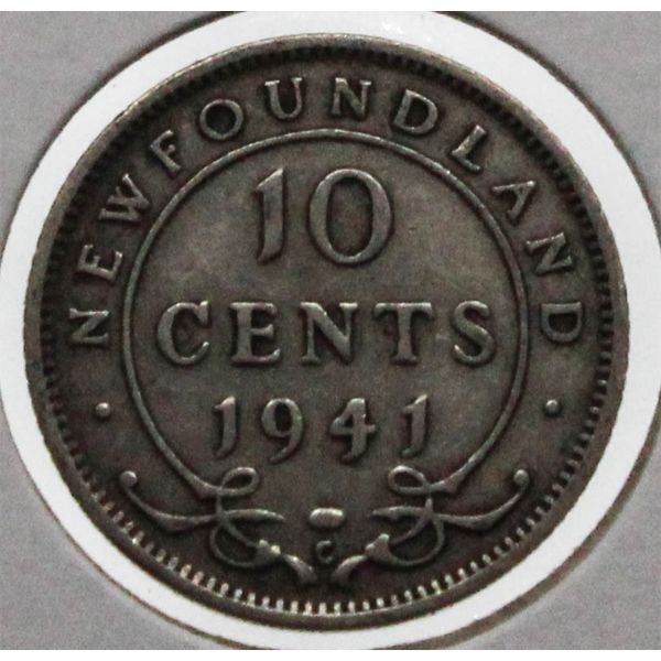 NEWFOUNDLAND 1941 SILVER 10 CENT COIN