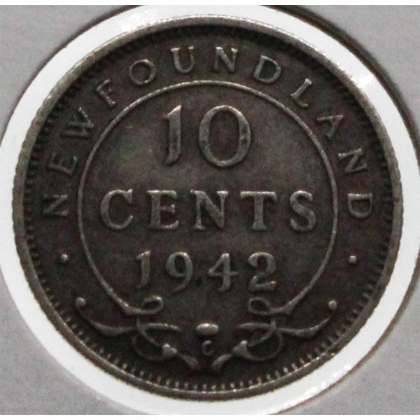 NEWFOUNDLAND 1942 SILVER 10 CENT COIN