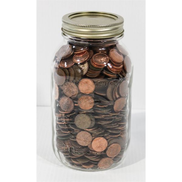 10 LB JAR OF PENNIES