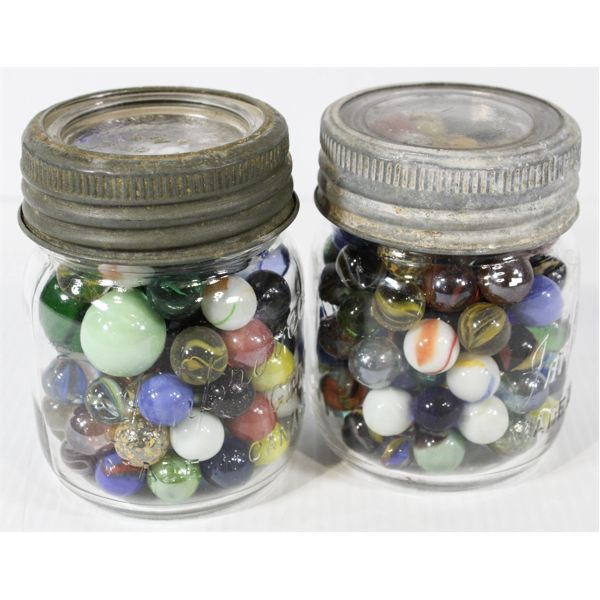 2 ESTATE JARS OF MARBLES