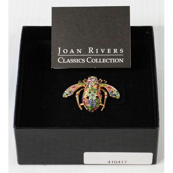 JOAN RIVERS ENAMEL RHINESTONE BEE BROOCH