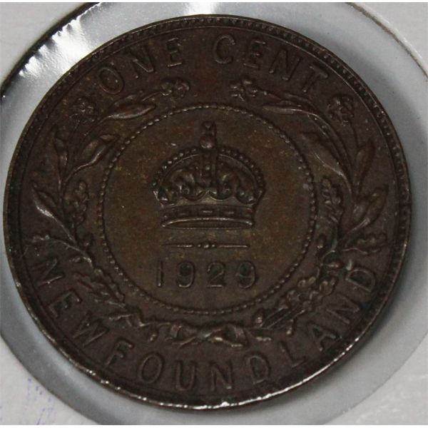 1929 NEWFOUNDLAND ONE CENT COIN