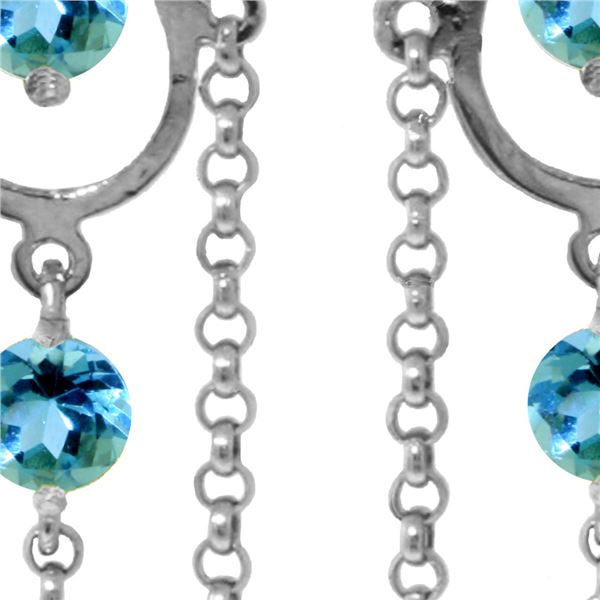 Genuine 3 ctw Blue Topaz Earrings 14KT White Gold - REF-48Y9F