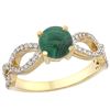 Image 1 : 2.43 CTW Malachite & Diamond Ring 14K Yellow Gold - REF-49H5M