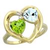 Image 1 : 2.61 CTW Diamond, Peridot & Aquamarine Ring 10K Yellow Gold - REF-27W9F