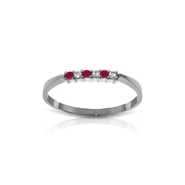 Genuine 0.11 ctw Ruby & Diamond Ring 14KT White Gold - REF-27W5Y