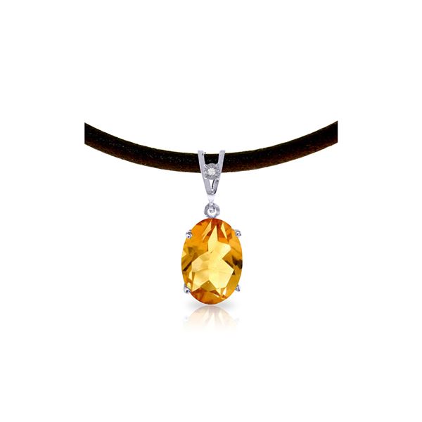 Genuine 7.56 ctw Citrine & Diamond Necklace 14KT White Gold - REF-35M5T