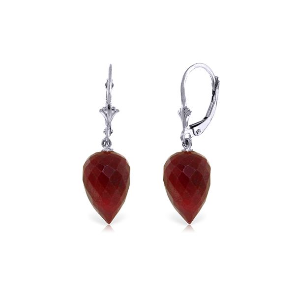 Genuine 26.1 ctw Ruby Earrings 14KT White Gold - REF-37T8A