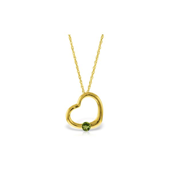 Genuine 0.25 ctw Peridot Necklace 14KT Yellow Gold - REF-29A2K