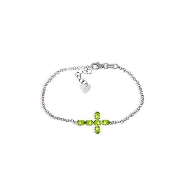 Genuine 1.70 ctw Peridot Bracelet 14KT White Gold - REF-59A8K