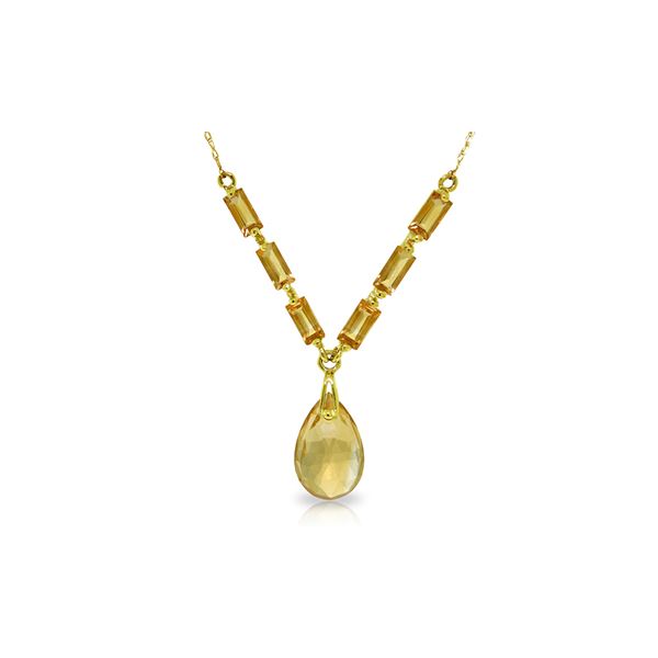 Genuine 4.35 ctw Citrine Necklace 14KT Yellow Gold - REF-30R7P