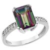 Image 1 : 3.70 CTW Mystic Topaz & Diamond Ring 10K White Gold - REF-32V2R