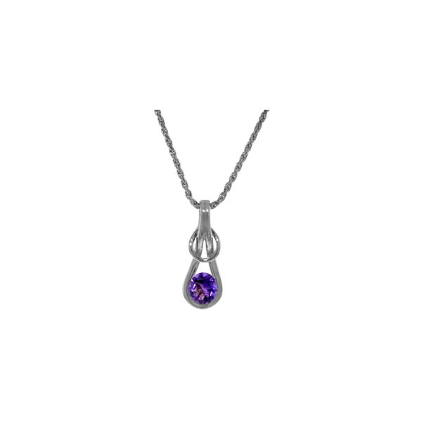 Genuine 0.65 ctw Amethyst Necklace 14KT White Gold - REF-73M7T