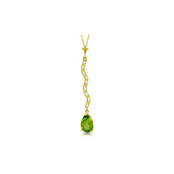 Genuine 1.79 ctw Peridot & Diamond Necklace 14KT White Gold - REF-34Y6F