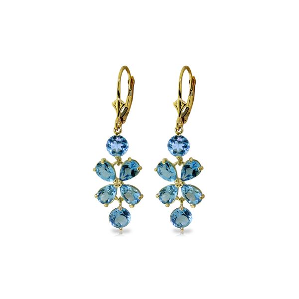 Genuine 5.32 ctw Blue Topaz Earrings 14KT Yellow Gold - REF-50X3M