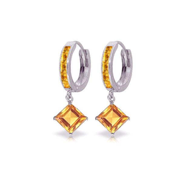 Genuine 4.4 ctw Citrine Earrings 14KT White Gold - REF-53K6V