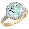 Image 1 : 2.44 CTW Aquamarine & Diamond Ring 10K Yellow Gold - REF-57N8Y