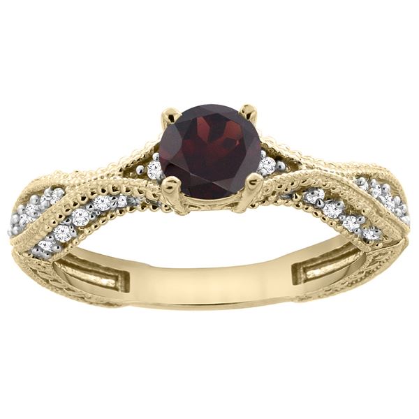 0.85 CTW Garnet & Diamond Ring 14K Yellow Gold - REF-67X8M