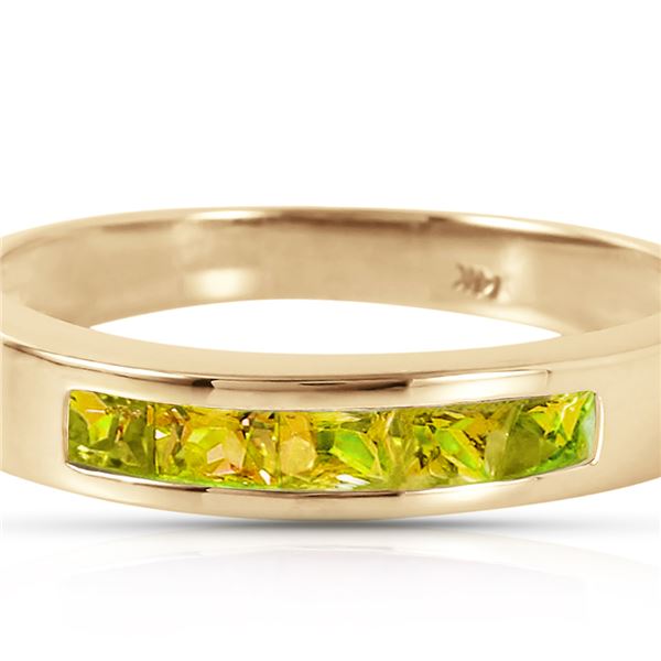 Genuine 0.60 ctw Peridot Ring 14KT Yellow Gold - REF-46N2R