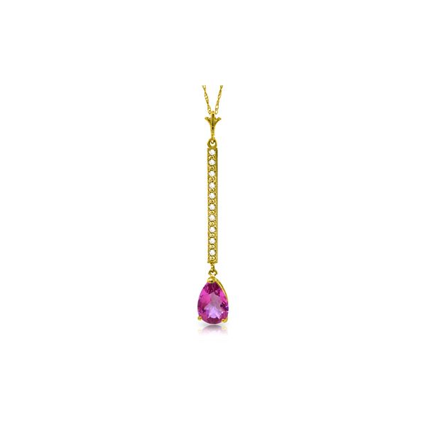 Genuine 1.80 ctw Pink Topaz & Diamond Necklace 14KT Yellow Gold - REF-33Z8N