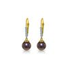 Image 1 : Genuine 8.15 ctw Pearl & Diamond Earrings 14KT Yellow Gold - REF-34M7T